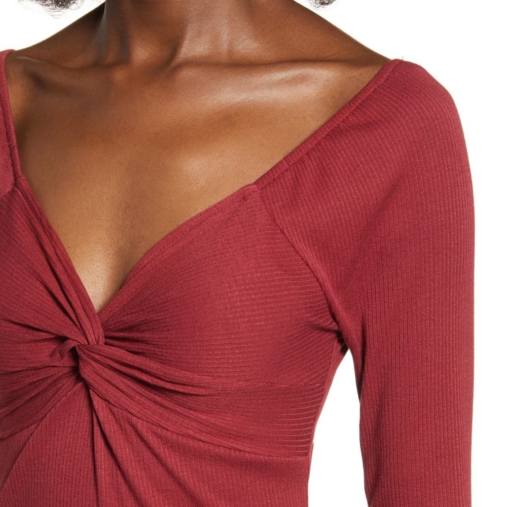 All in Favor Red Ribbed Knit Mini Dress Sz M - Picture 2 of 11